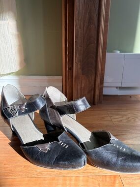 Dorking Leather Mary Jane Heels EU 40 Black Pewter Dark Academia Witchy Vintage